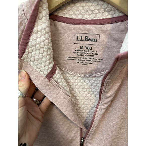LL Bean Women's Quilted Half Zip Long Sleeve Pullover Thumb Holes Pink Medium - Picture 4 of 8